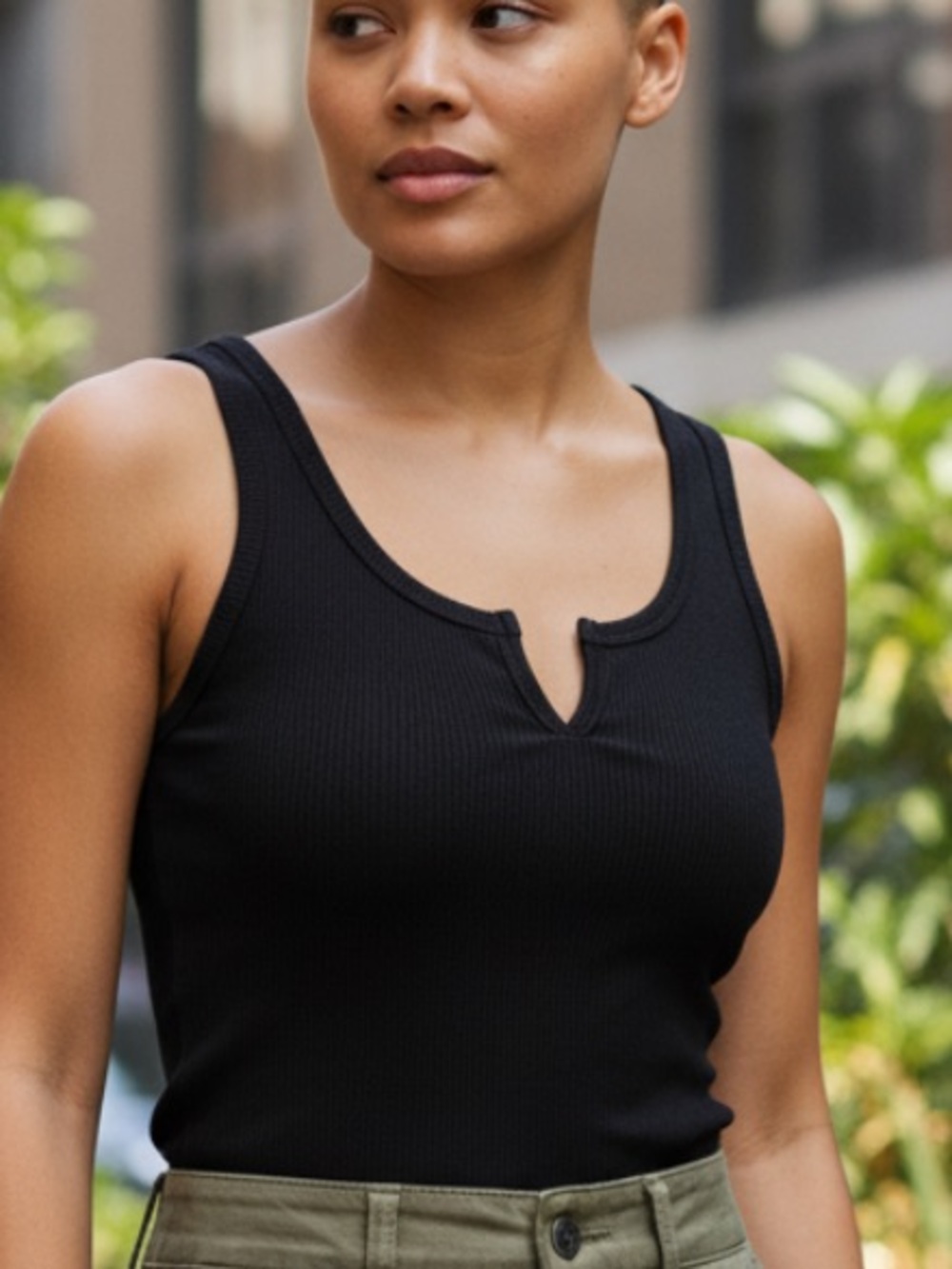 90 Degree by Reflex Raya Seamless Black Ribbed Crop Tank Top